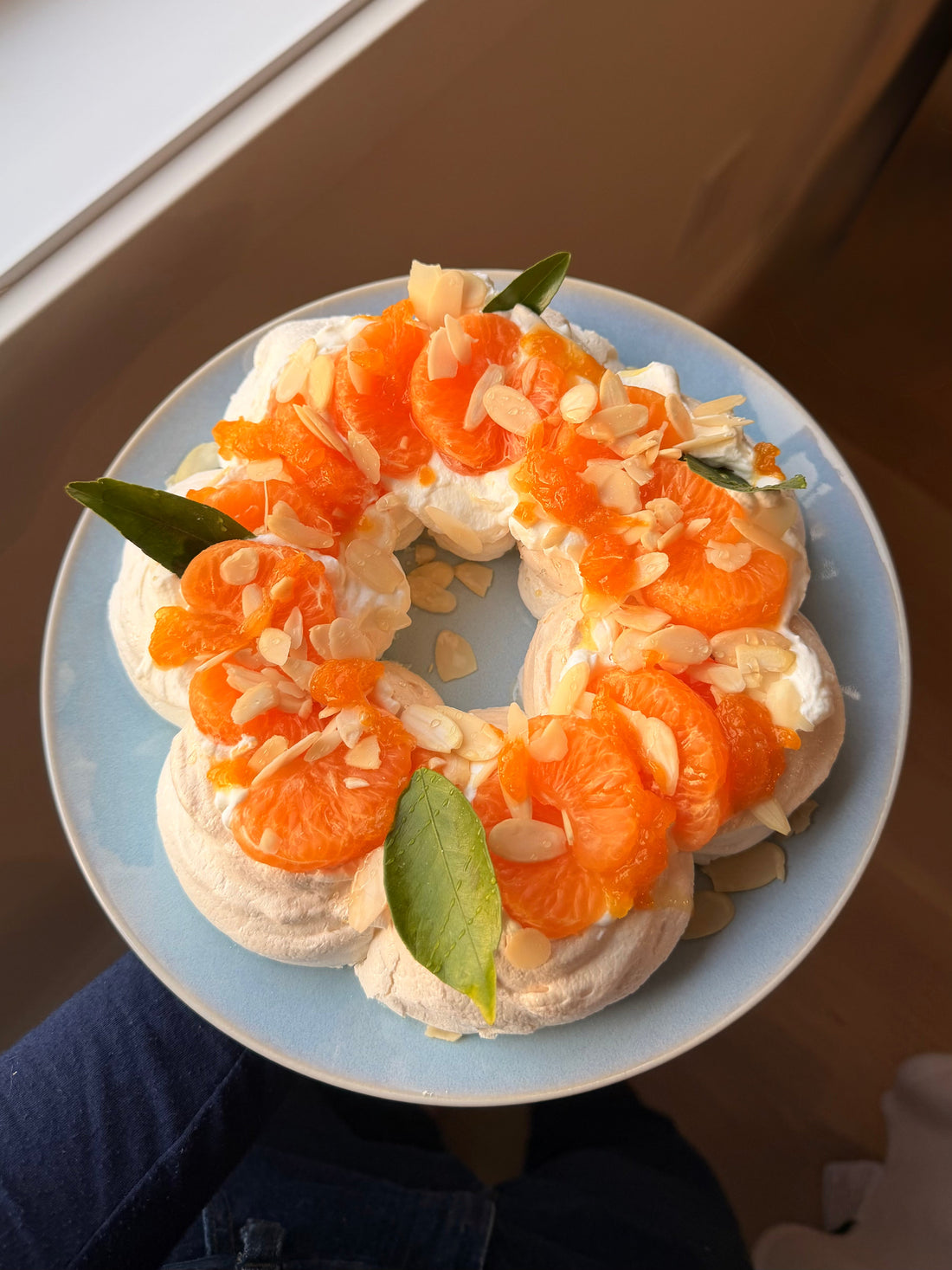Pavlova aux clémentines et à la crème d'amande